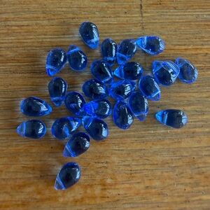 25 Cobalt Blue Teardrop Pressed Glass Beads 9x5mm for Jewelry Craft Making